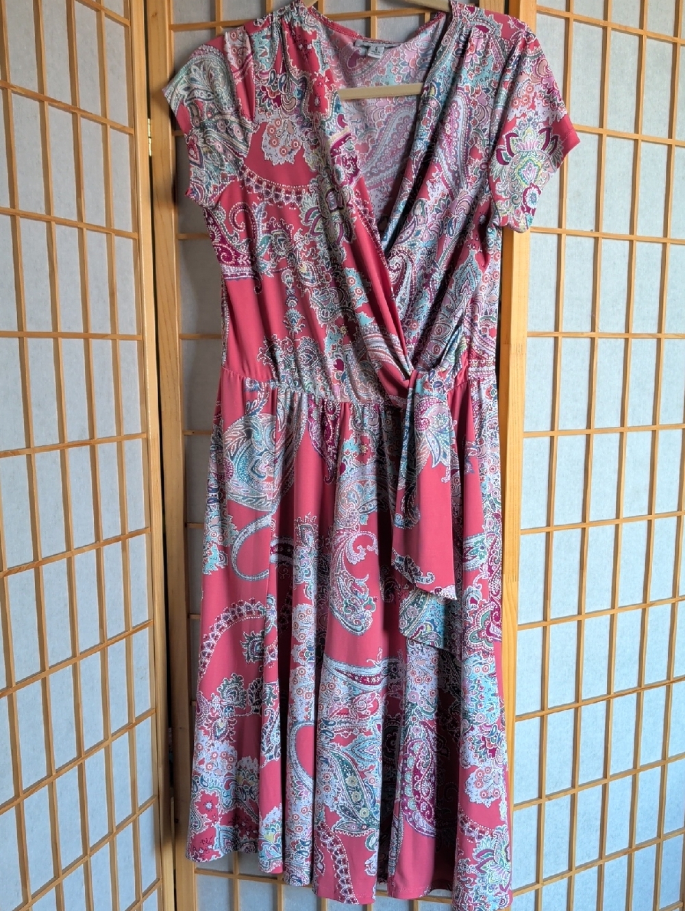 Shelby & Palmer Rose Pink Paisley Midi Wrap Dress